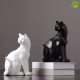 chat en résine blanc noir monsieur fripouille