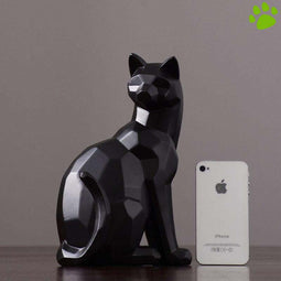 sculpture chat en résine blanc