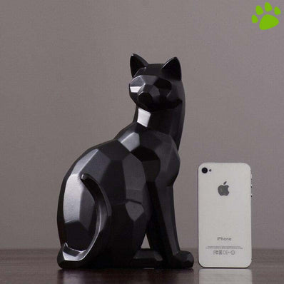 sculpture chat en résine blanc