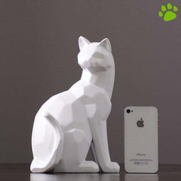 sculpture chat en résine blanc