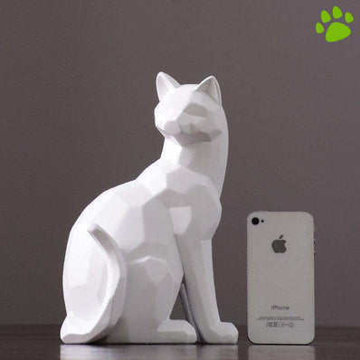 sculpture chat en résine blanc
