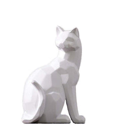 sculpture chat en résine blanc