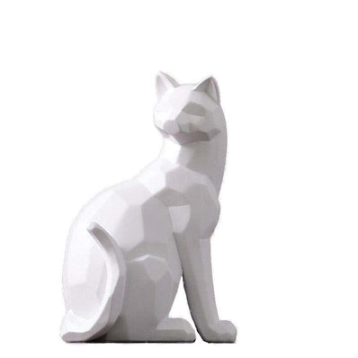 sculpture chat en résine blanc